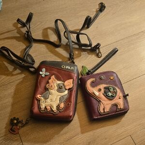 Chala Brown and Purple Animal Crossbody and Wallet